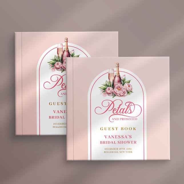 Livro De Visitas Graceful blush gold petals prosecco shower book (Graceful blush gold petals prosecco shower book)