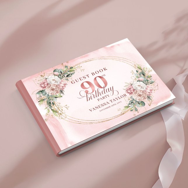 Livro De Visitas Graceful Dusty Pink Gold Floral 90th Guest Book (Graceful Dusty Pink Gold Floral 90th Guest Book)