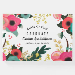 Livro De Visitas Graduação de Aquarela Floral Moderna