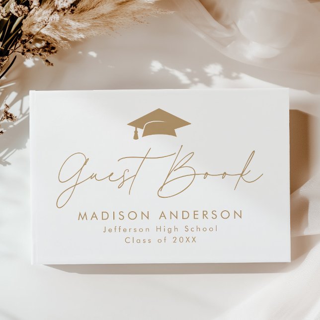 Livro De Visitas Graduação de Fotos de Script Dourado Moderno (Criador carregado)