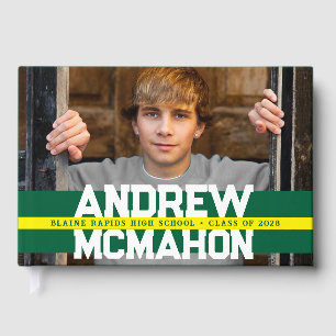 Livro De Visitas Graduação de Fotos Verde e Amarelo Personalizada