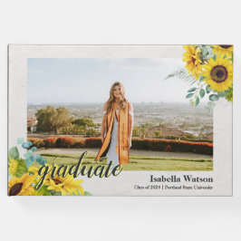 Livro De Visitas Graduação de Script de Foto de Girassol