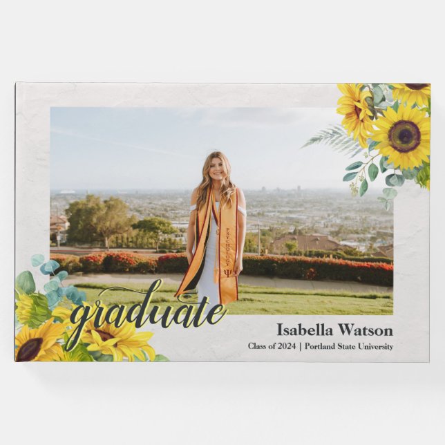 Livro De Visitas Graduação de Script de Foto de Girassol (Frente)