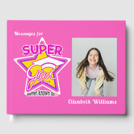 Livro De Visitas Graduação de Texto Fotográfico Editável Rosa Super