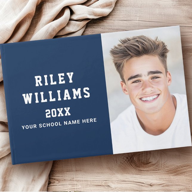 Livro De Visitas Graduação do formando de fotos azul escuro (Photo student graduate graduation dark blue guest book)
