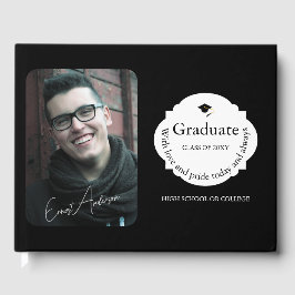 Livro De Visitas Graduação Elegante Simples com Formando de Foto Pr
