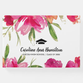 Livro De Visitas Graduação Floral Verde Fuchsia