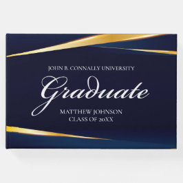 Livro De Visitas Graduação Formal Geométrica Personalizada Dourada 