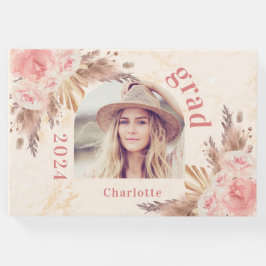 Livro De Visitas Graduação pampas rosa de ouro florais 2025