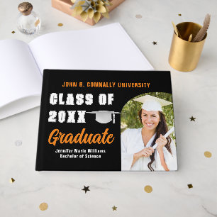 Livro De Visitas Graduação Personalizada de Foto do Formando Preto