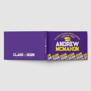 Livro De Visitas Graduação Personalizada Roxo & Amarelo