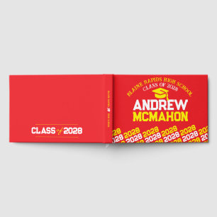 Livro De Visitas Graduação Vermelha e Amarela Personalizada