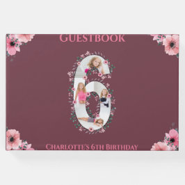 Livro De Visitas Grande 6 de Aniversário Foto Collage Flower Girl R