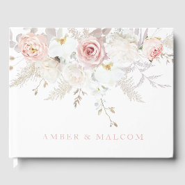 Livro De Visitas Grande Elegância: Casamento Floral Blush & White