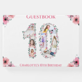 Livro De Visitas Grande Garota Branca de Flor de Foto de 10 Anos