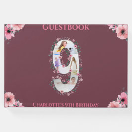 Livro De Visitas Grande Nono Aniversário, Foto Collage Flower Girl