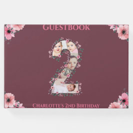 Livro De Visitas Grande segundo aniversário Foto Collage Flower Gir