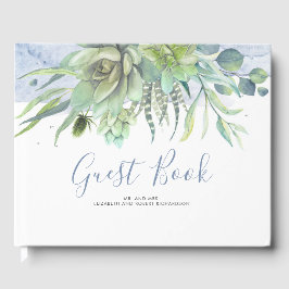 Livro De Visitas Greenerent Succulents Dusty Blue Wedding
