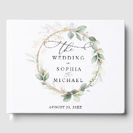 Livro De Visitas Greenery and Gold Wedding Guest Book