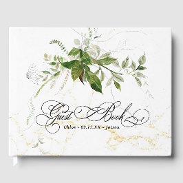 Livro De Visitas Greenery Botanicals Watercolor Calliografia Casame