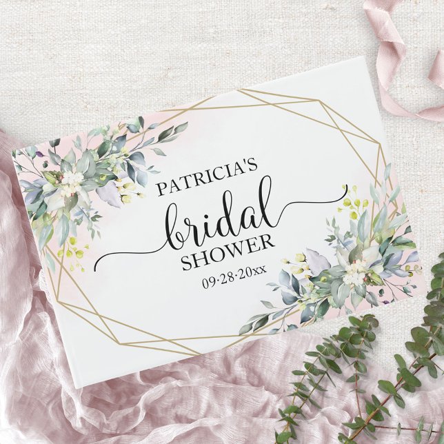 Livro De Visitas Greenery Eucalyptus, Chá de panela Geométrico Conv (Criador carregado)