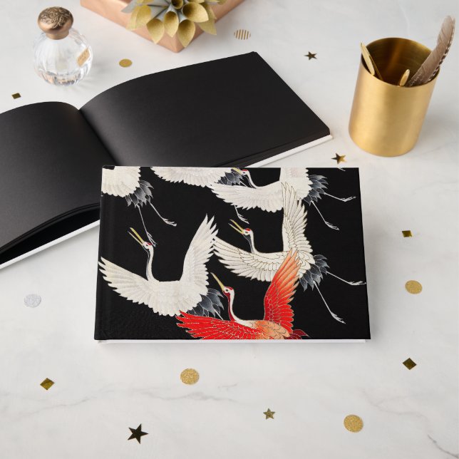 Livro De Visitas Gruas voadoras japonesas Kimono Art (Frente aberta)