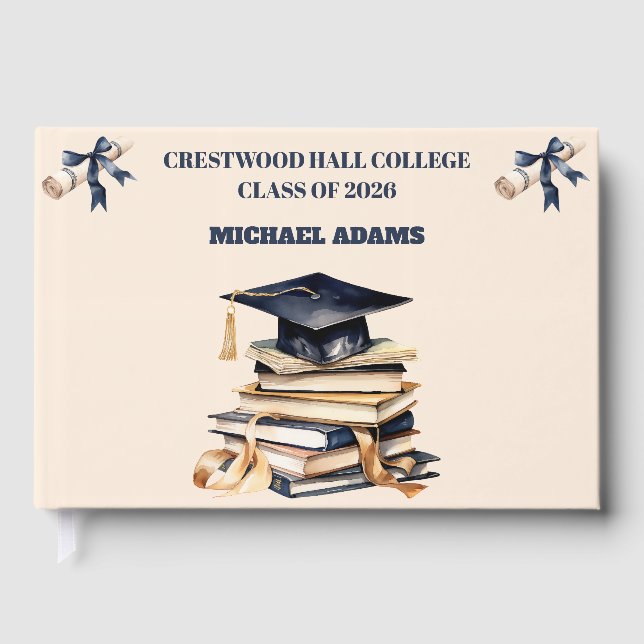 Livro De Visitas Guest Book-Custom Name & Class Year Keepsake (Frente)