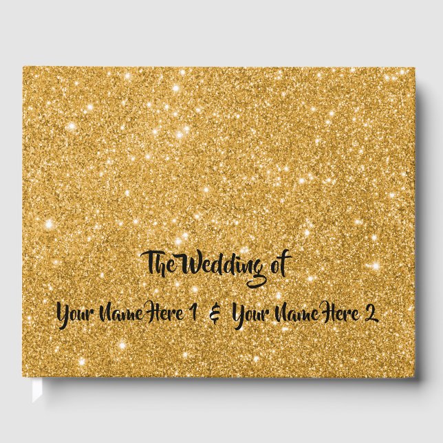 Livro De Visitas Guest Book Dourado Sparkle (Frente)