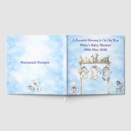 Livro De Visitas Guest Book-Editable Blue Chinoiserie Baby Shower 