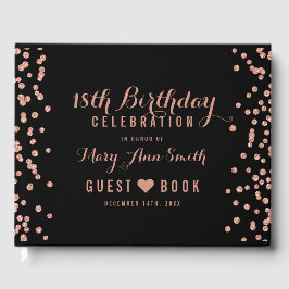 Livro De Visitas GuestBook 18th Birthday Rosa Glitter Confetti Dour