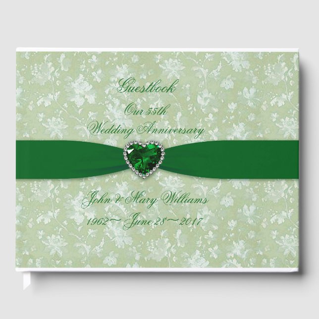 Livro De Visitas Guestbook Bold Damask 55º aniversário (Frente)