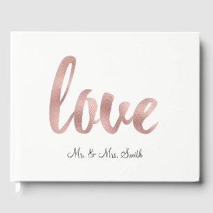 Livro De Visitas Guestbook cor-de-rosa do amor do ouro, pia
