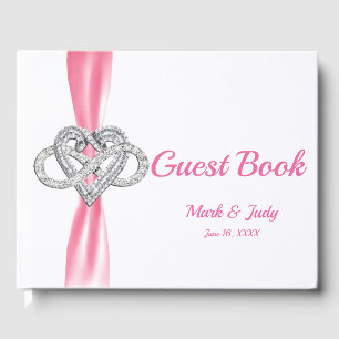 Livro De Visitas Guestbook cor-de-rosa do casamento do coração da