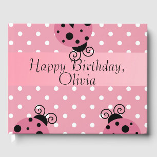 Livro De Visitas Guestbook cor-de-rosa do feliz aniversario do
