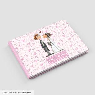 Livro De Visitas Guestbook de Casal de Casamento de Cartoon Engraça
