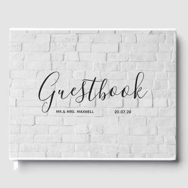 Livro De Visitas Guestbook de Casamento | Brick Branco (Frente)