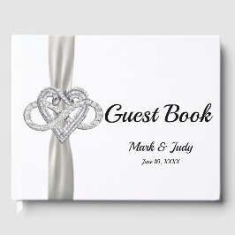 Livro De Visitas Guestbook de Casamento Cardíaco Infinito com Faixa
