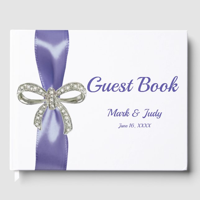 Livro De Visitas Guestbook de Casamento de Arco Azul Roxo (Frente)