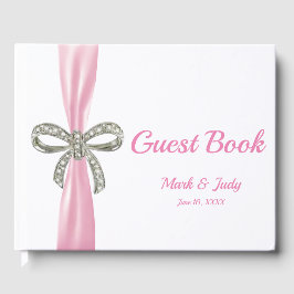 Livro De Visitas Guestbook de Casamento de Arco Diamante de Fita Ro