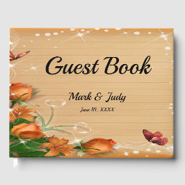 Livro De Visitas Guestbook de Casamento de Borboleta Floral de Made