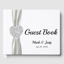 Guestbook de Casamento de Coração com Diamante Bra
