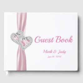 Livro De Visitas Guestbook de Casamento de Corações de Diamante Ros