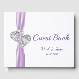 Livro De Visitas Guestbook de Casamento de Corações de Diamante Rox