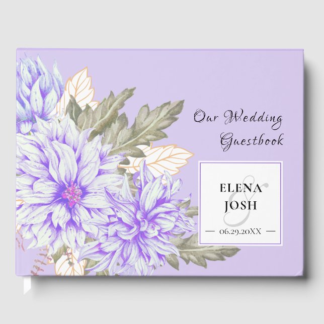 Livro De Visitas Guestbook de Casamento de Dahlias Ametyst (Frente)