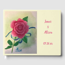 Livro De Visitas Guestbook de Casamento de Fita Azul Rosa Rosa Rosa