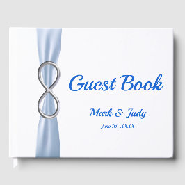 Livro De Visitas Guestbook de Casamento de Fita Azul Silver Infinit