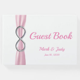Livro De Visitas Guestbook de Casamento de Fita Rosa Infinita de Pr
