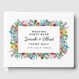 Livro De Visitas Guestbook de Casamento de Flores Coloridas