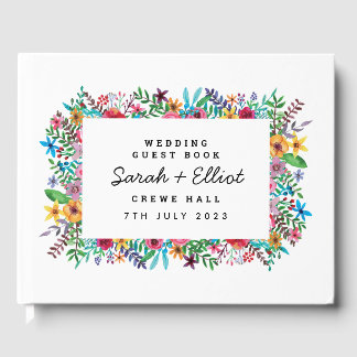 Livro De Visitas Guestbook de Casamento de Flores Coloridas