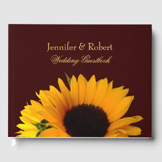Livro De Visitas Guestbook de Casamento de Girassol de outono
